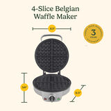 4 Slice Belgian Waffle Maker - Round