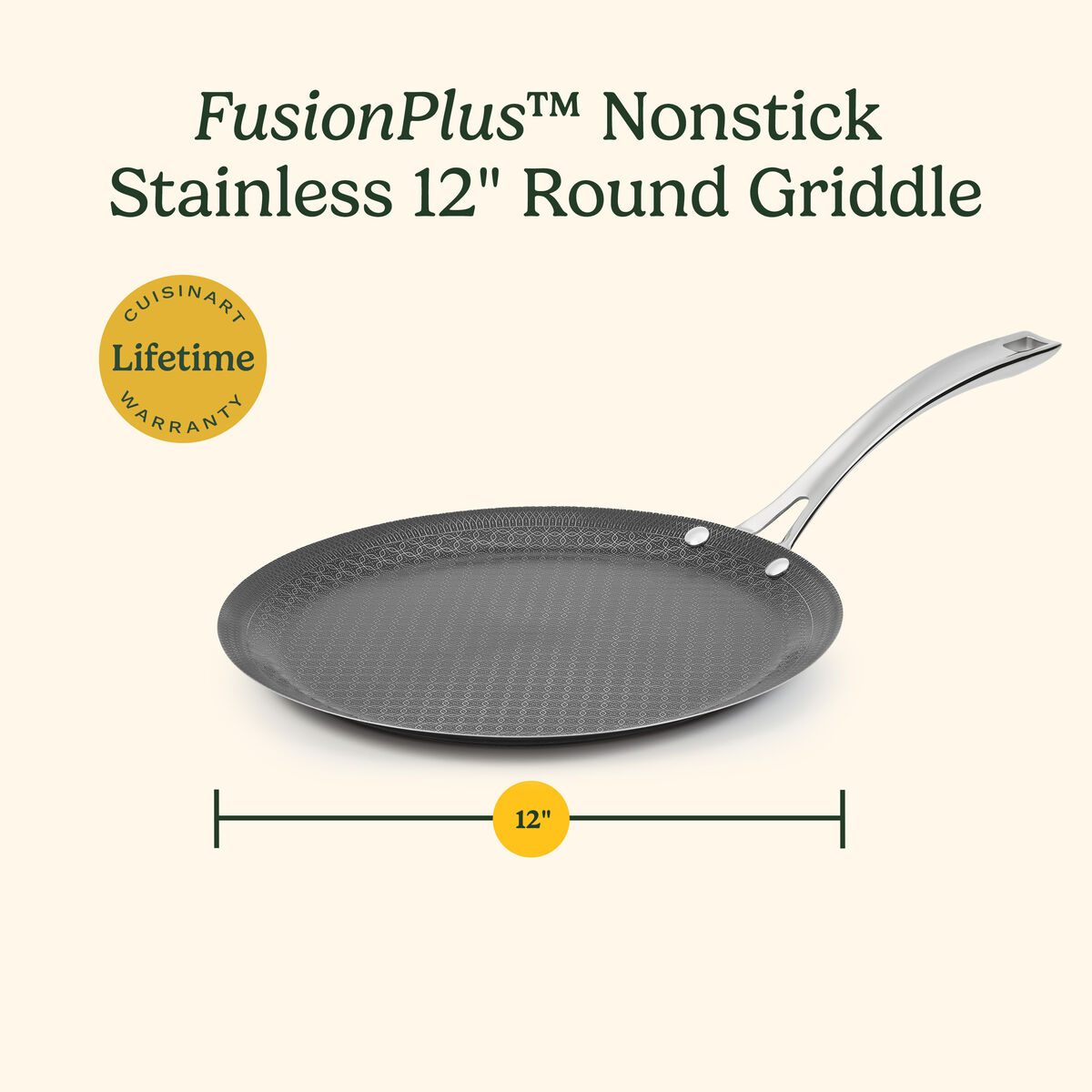 FusionPlus&reg; Hybrid Stainless Steel 12" Round Griddle with Stick Handle 9