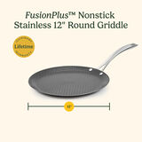 FusionPlus&reg; Hybrid Stainless Steel 12" Round Griddle with Stick Handle 9