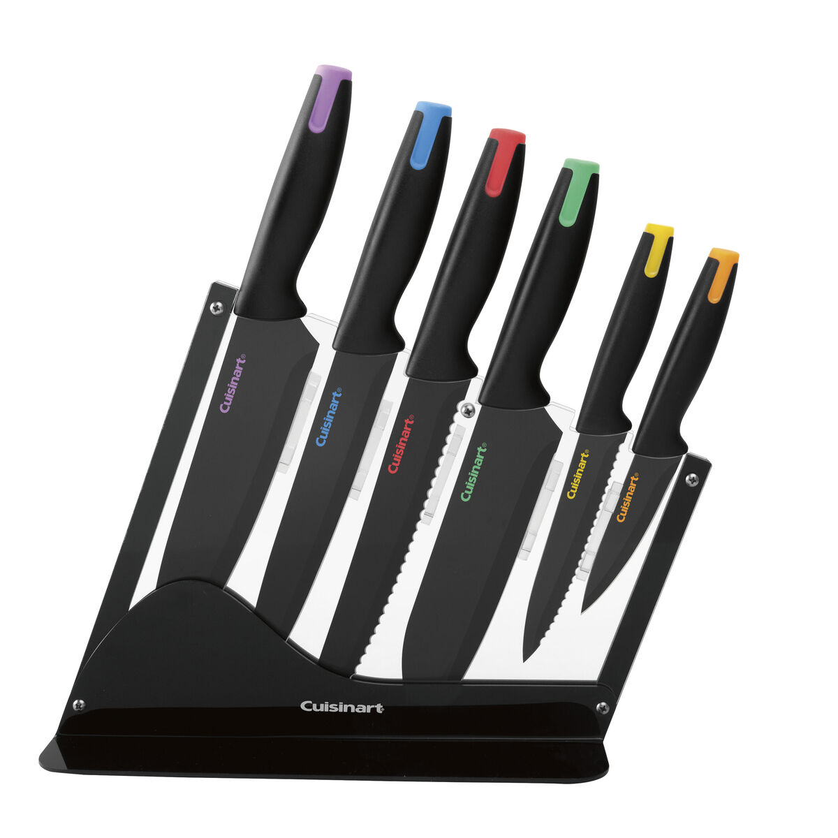 7pc Ceramic Coated Cutlery Set in Acrylic Block 1