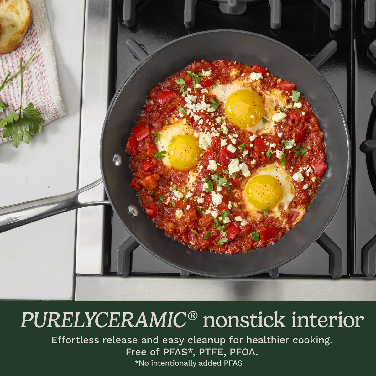CastLite&trade; Ceramic Nonstick 12" Skillet with Helper Handle 4