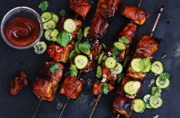 Korean Pork Belly Skewers