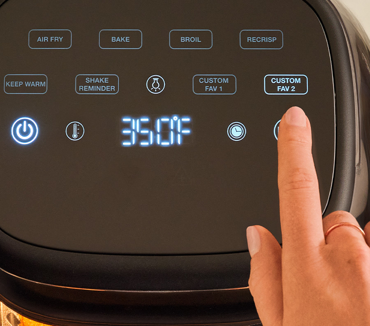 Top of Cuisinart Air Fryer showing cooking controls