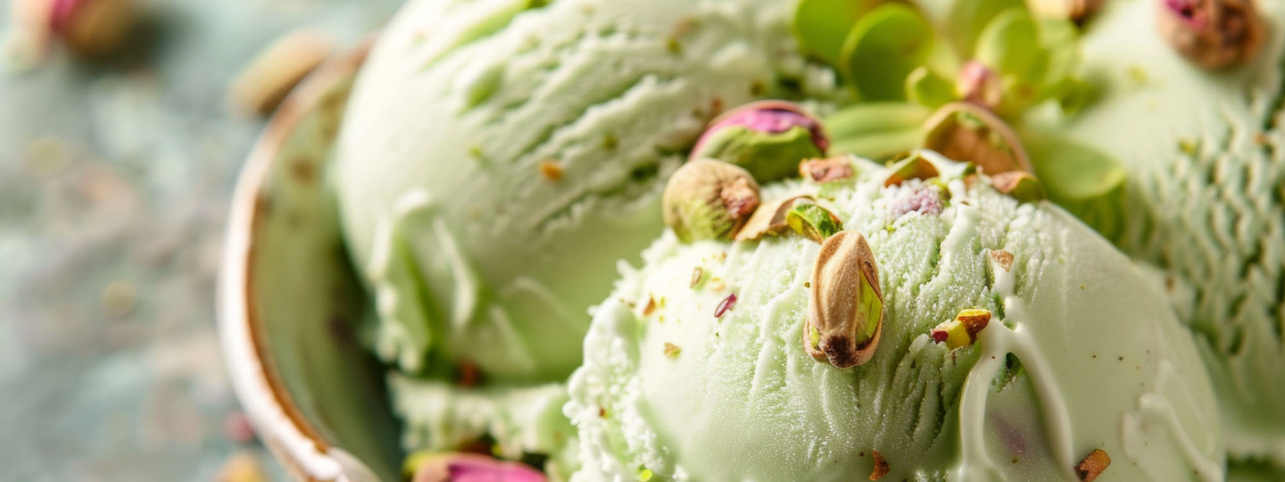 Close-up of pistachio ice cream