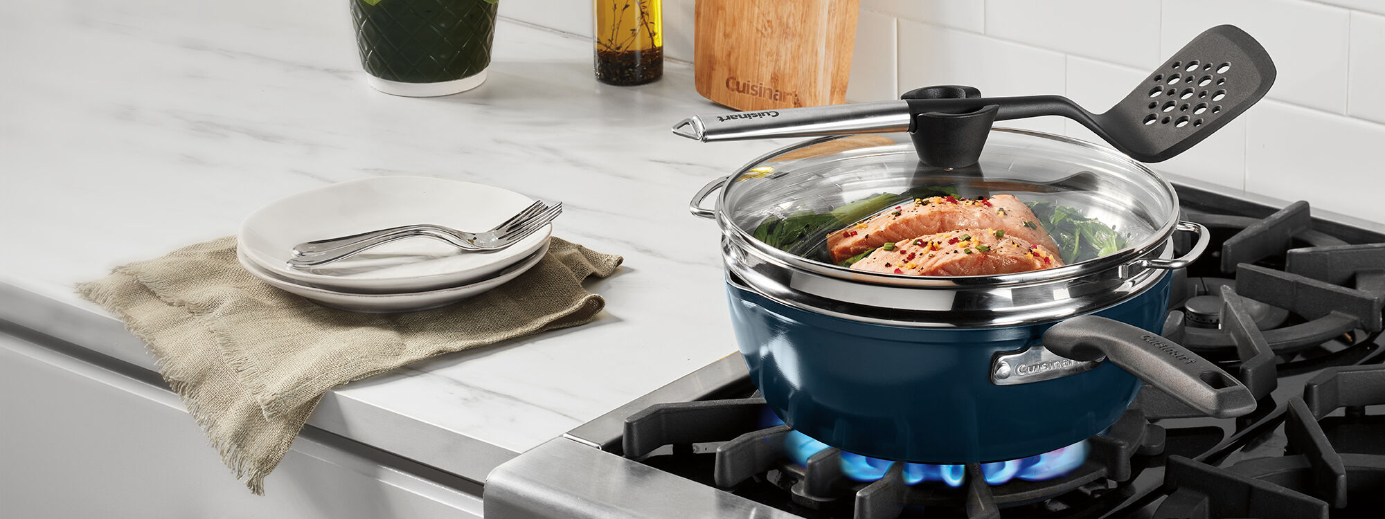 Preferred Pan with Salmon on stove