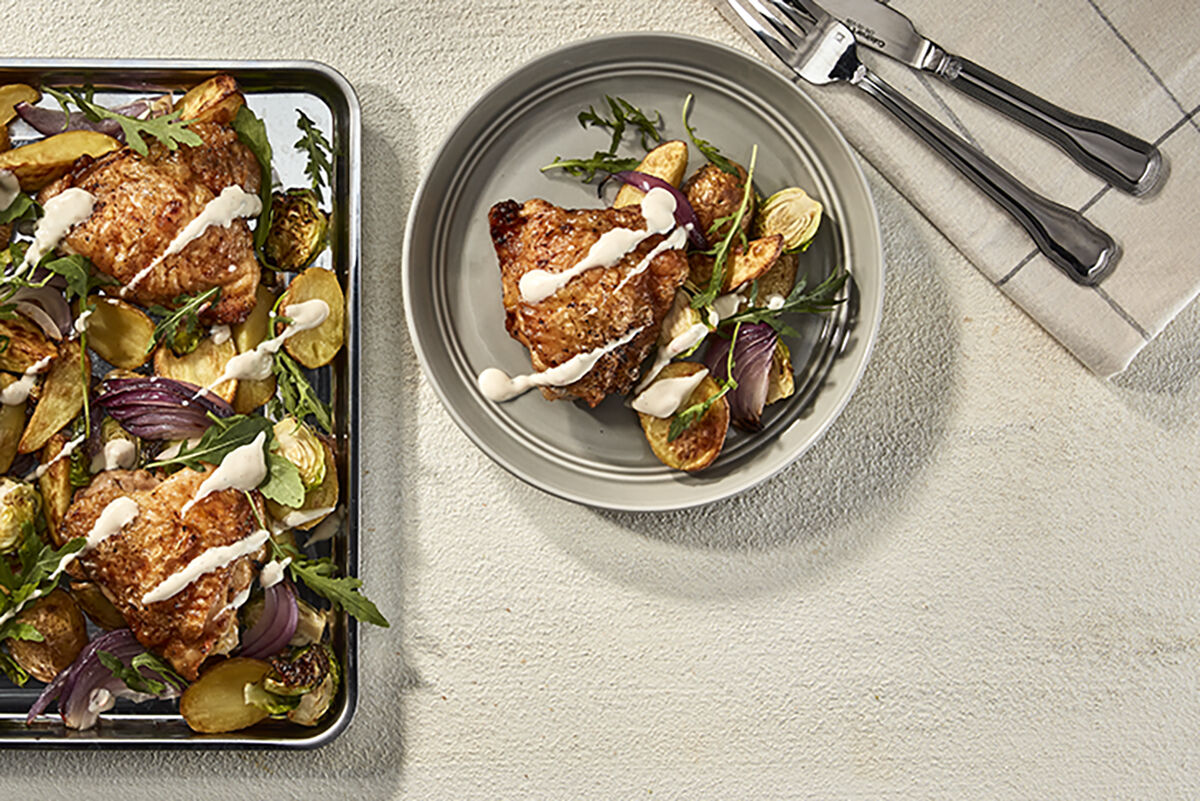Sheet Pan Chicken with Potatoes and Brussels Sprouts-1