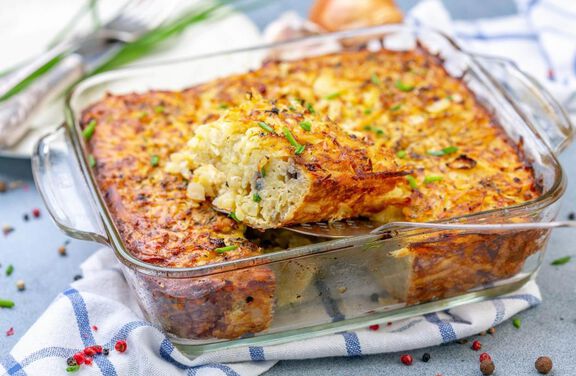 Potato, Mushroom and Butternut Squash Kugel
