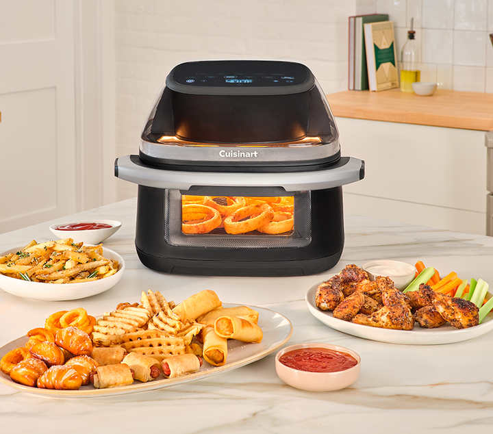 Cuisinart air fryer with a variety of appetizers 