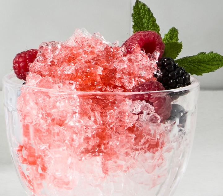 Crushed ice treat with berries and mint