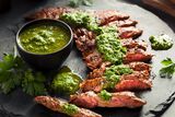 Grilled Steak with Green Onions and Salsa Verde-1