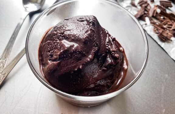 Dark Chocolate Sorbet with Amaretto and Cherries