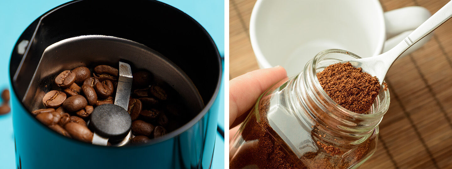 coffee grinder and coffee grinds