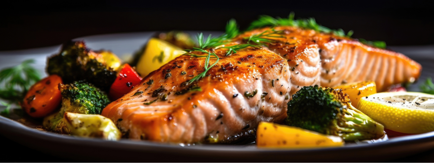 grilled salmon with grilled vegetables 