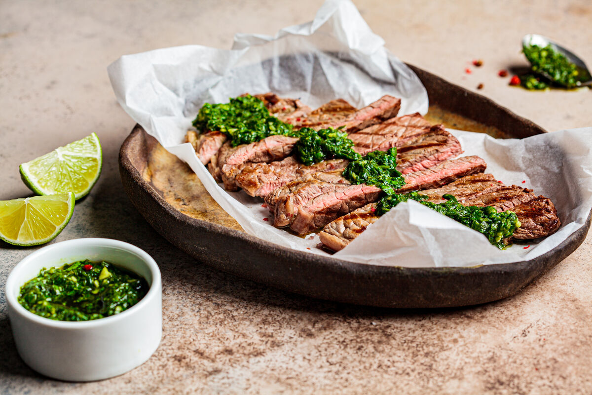Grilled Skirt Steak with Charred Scallion Chimichurri-1