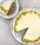 Pistachio Olive Oil Cake with Cardamom Cream-1
