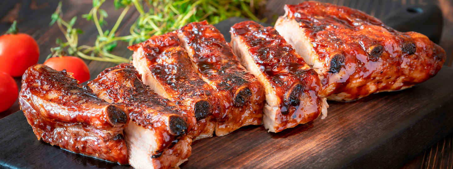 cooked barbecued ribs  