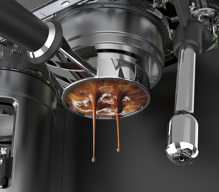 espresso brewing out of portafilter