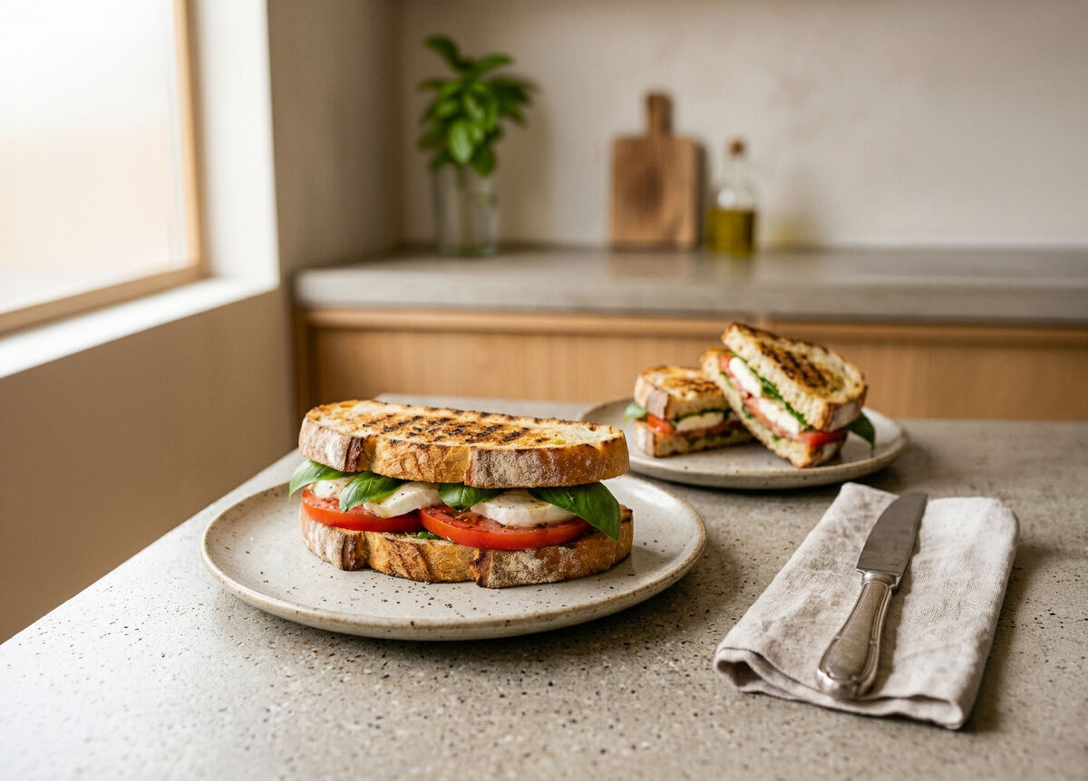 Grilled Fresh Mozzarella, Tomato & Basil Panini Sandwiches-1