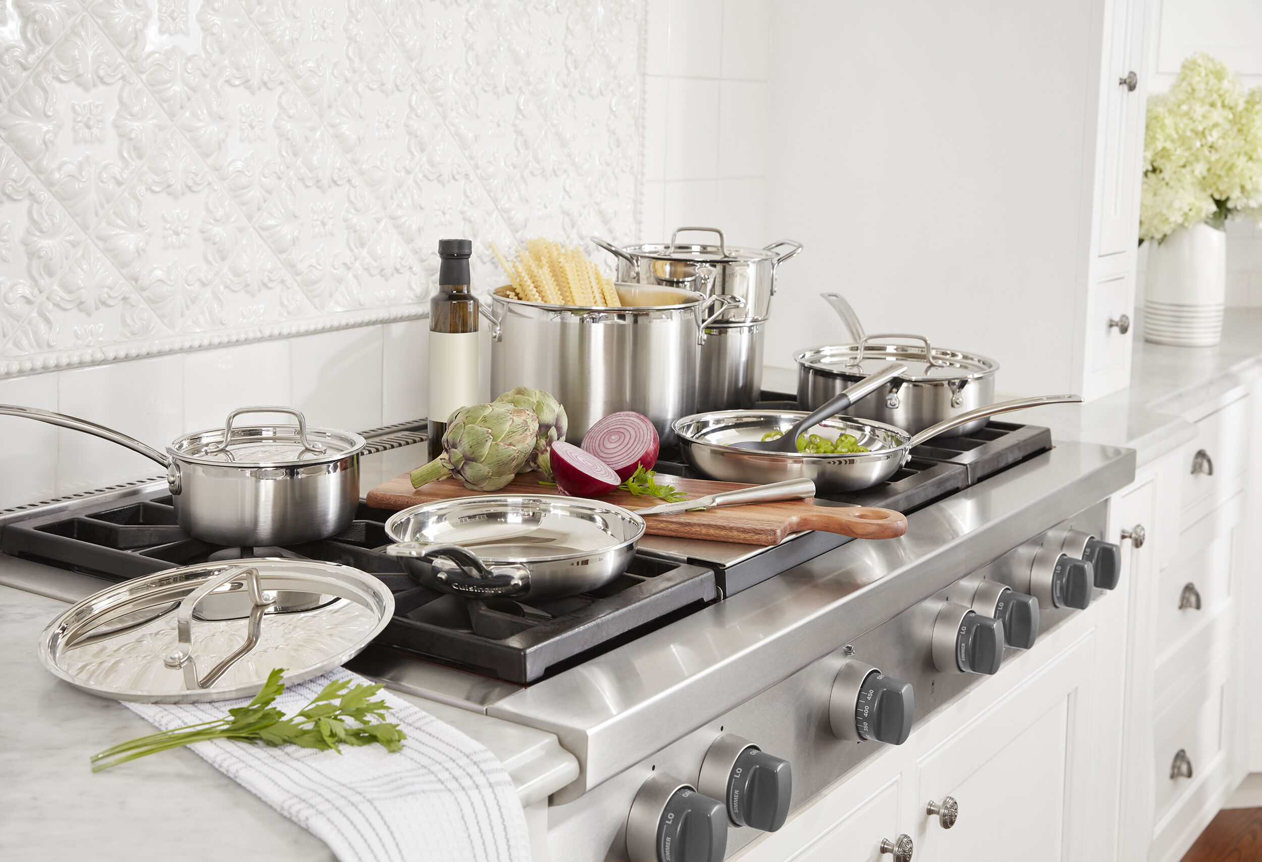 Stainless Steel Cookware Set on Stove