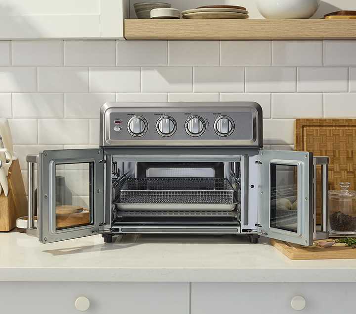 french door air fryer toaster oven with door open