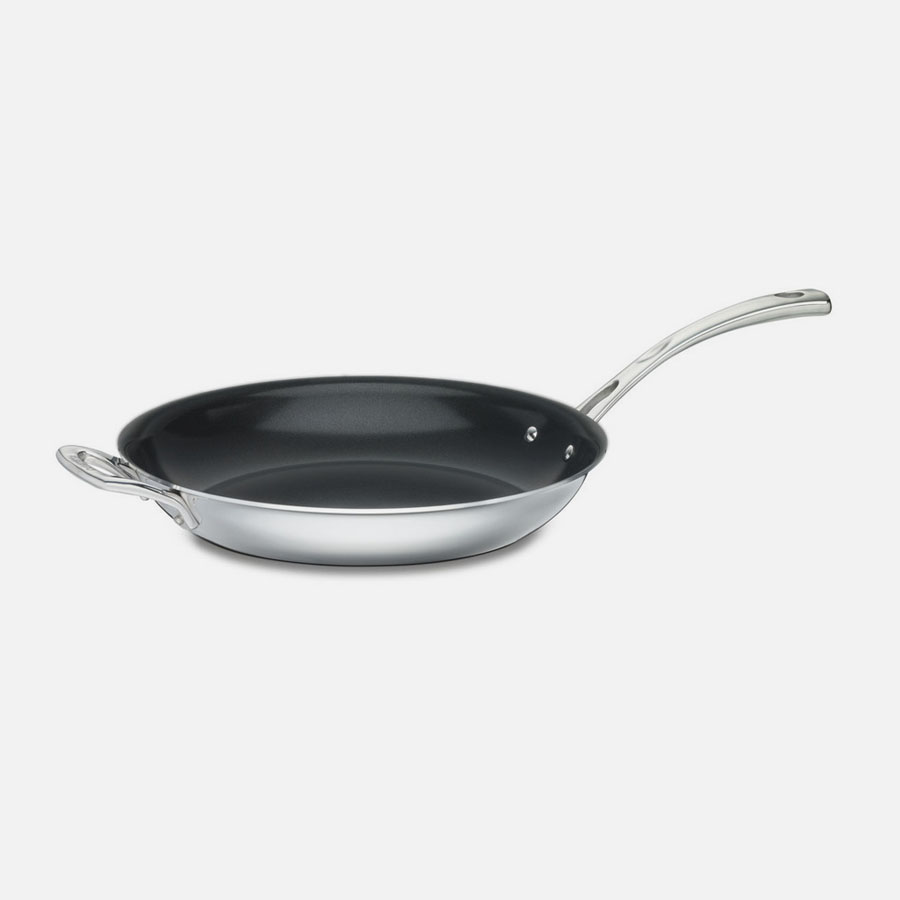 French Classic Tri-Ply Stainless Cookware 12" Nonstick Frying Pan with Helper Handle