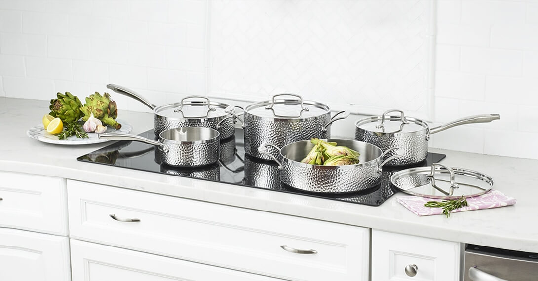 Hammered Collection Tri-Ply Stainless 9 Piece Set