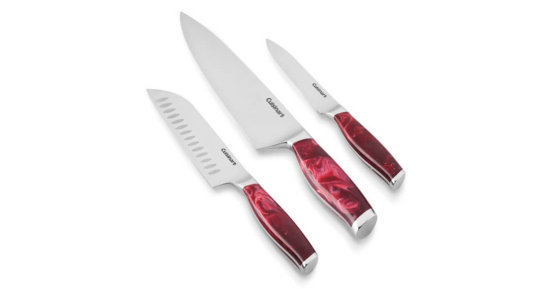 Discontinued Classic Red Marble-Style 15 Piece Cutlery Block Set (C77MB-15PR)