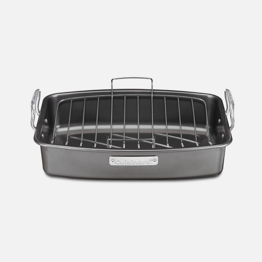 Roasting And Lasagna Pans 17" x 13" Nonstick Roaster with V-Rack