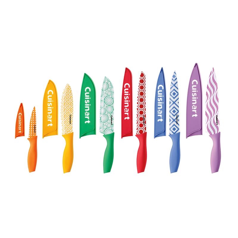 12 Piece Printed Color Knife Set with Blade Guards
