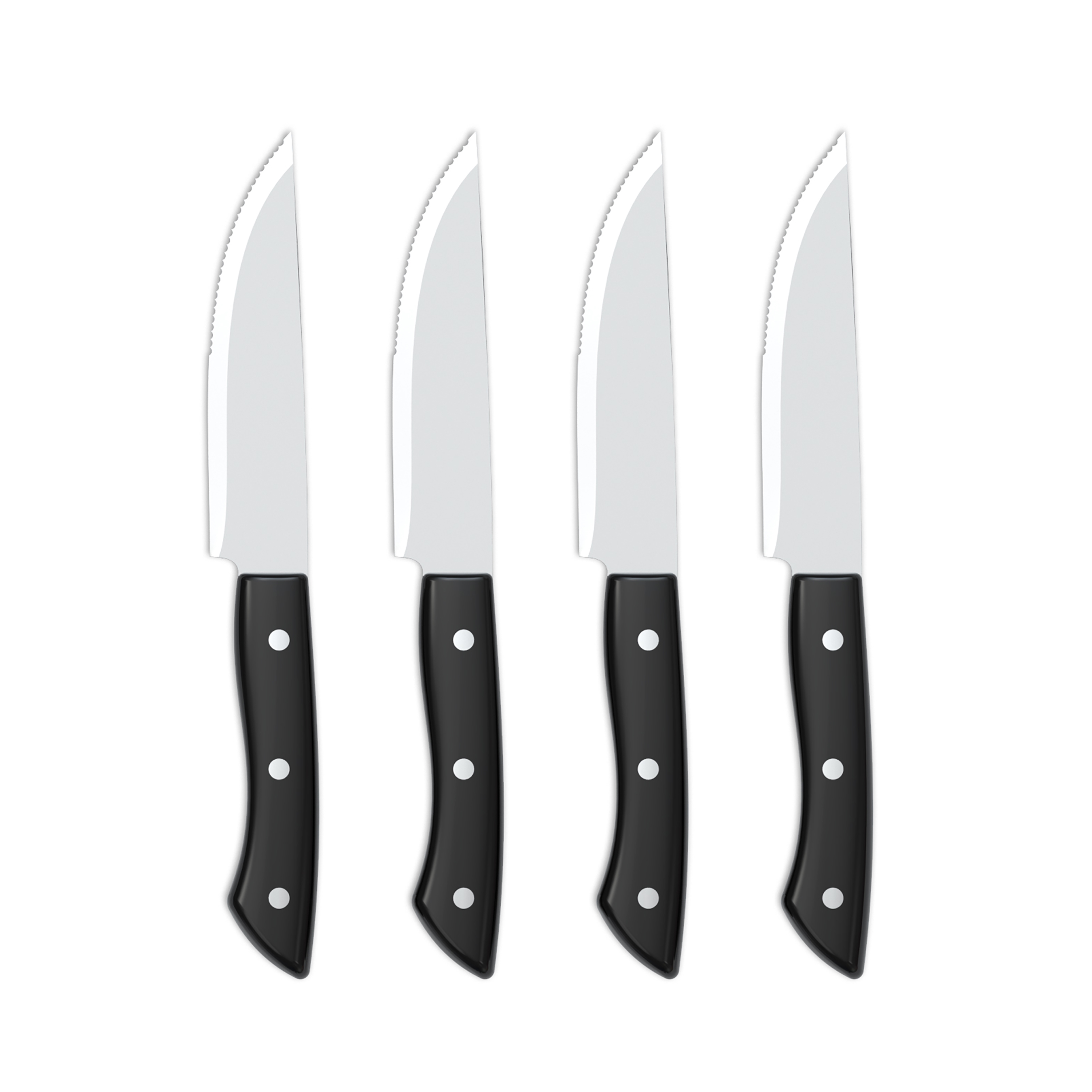 4pc Steakhouse Black Triple Rivet Steak Knife Set