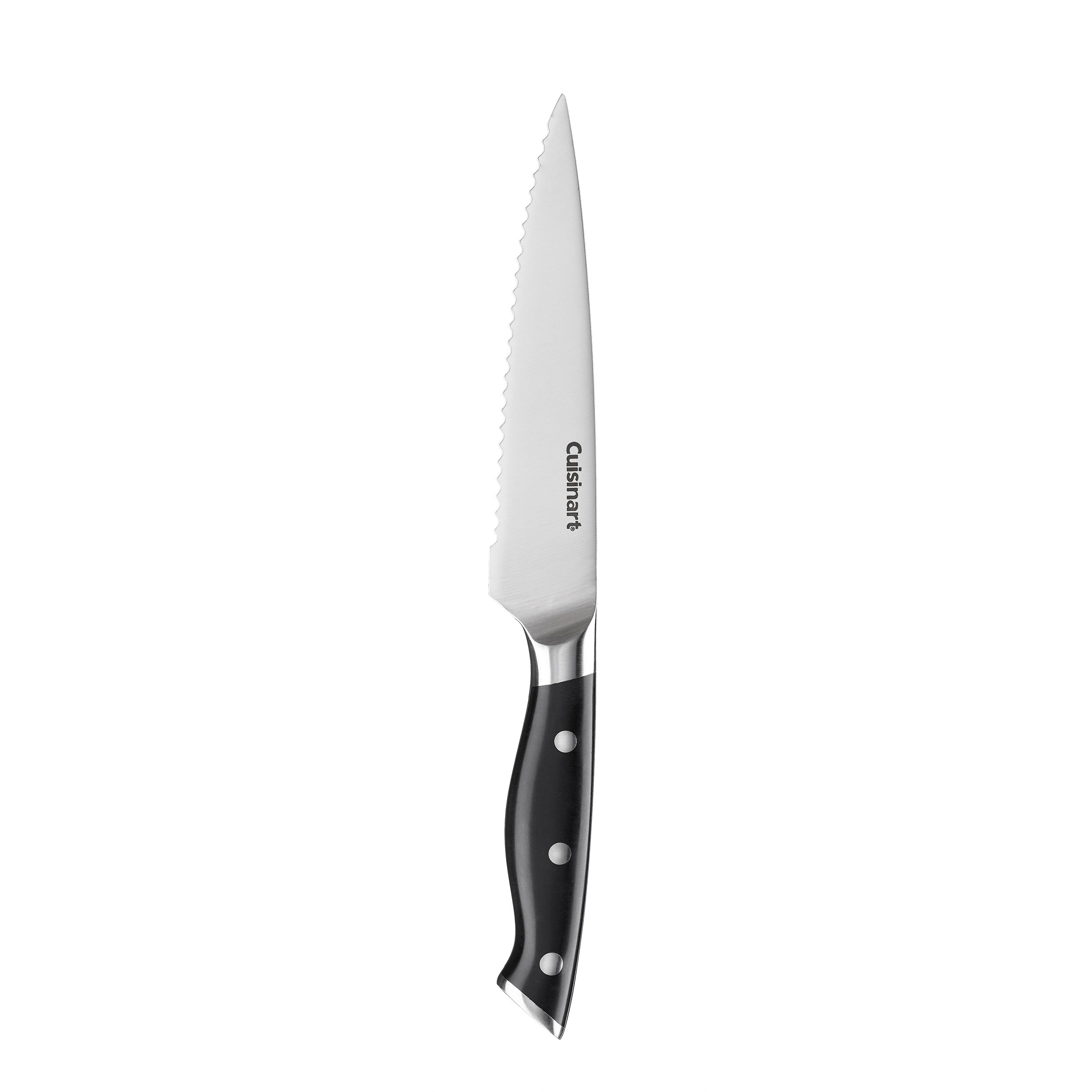 Cuisinart Forged Triple Rivet, 15-Piece Knife Set w/ Block, Superior High-Carbon Stainless Steel Blades - White