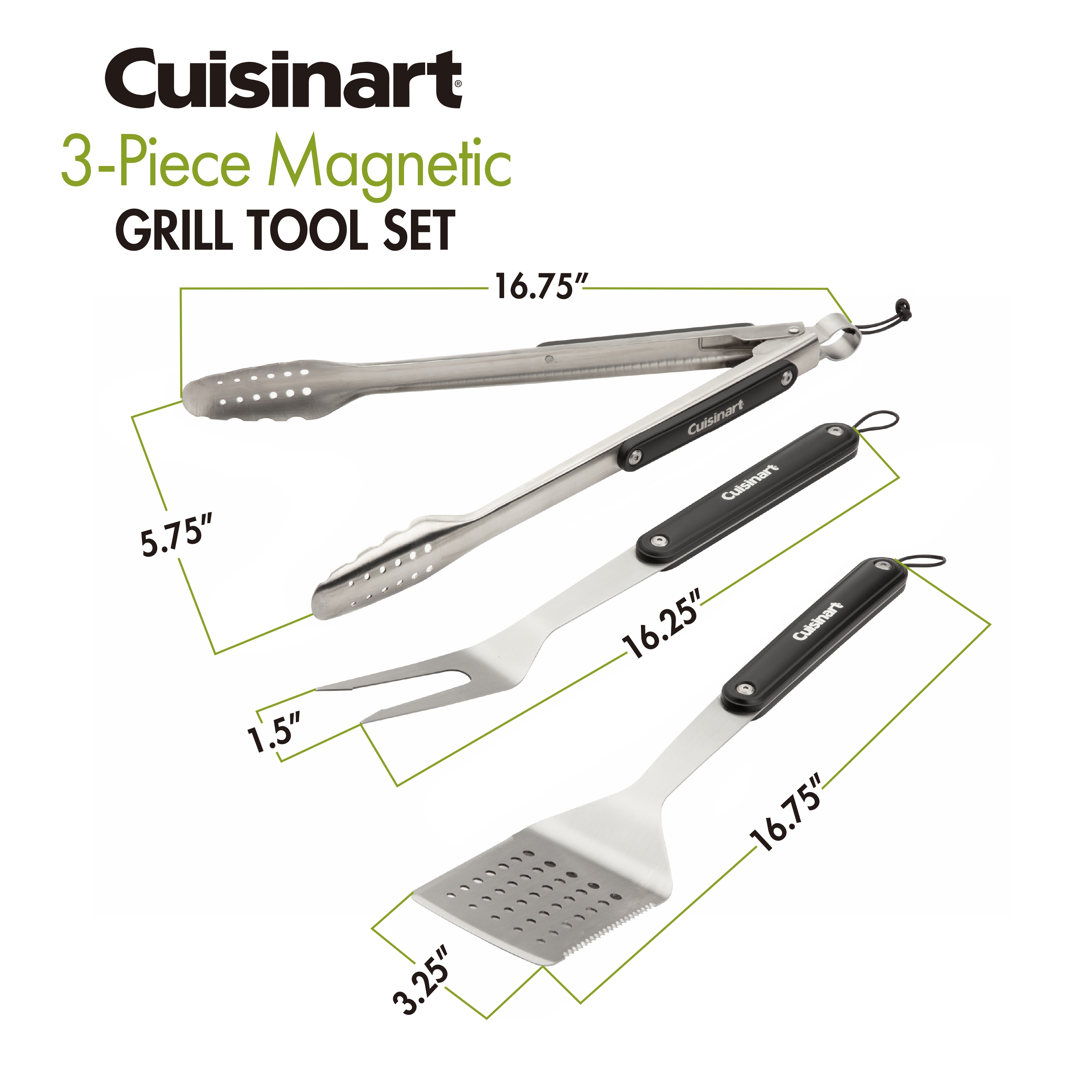Cuisinart® 3 Piece Magnetic Grill Tool Set