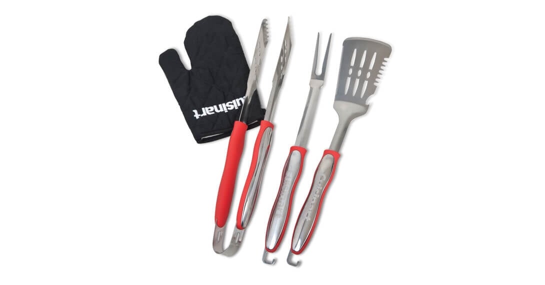Discontinued Grilling Tool Set with Grill Glove, Red (3 Piece)