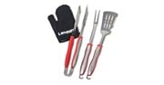 Grilling Tool Set with Grill Glove, Red (3-Piece)