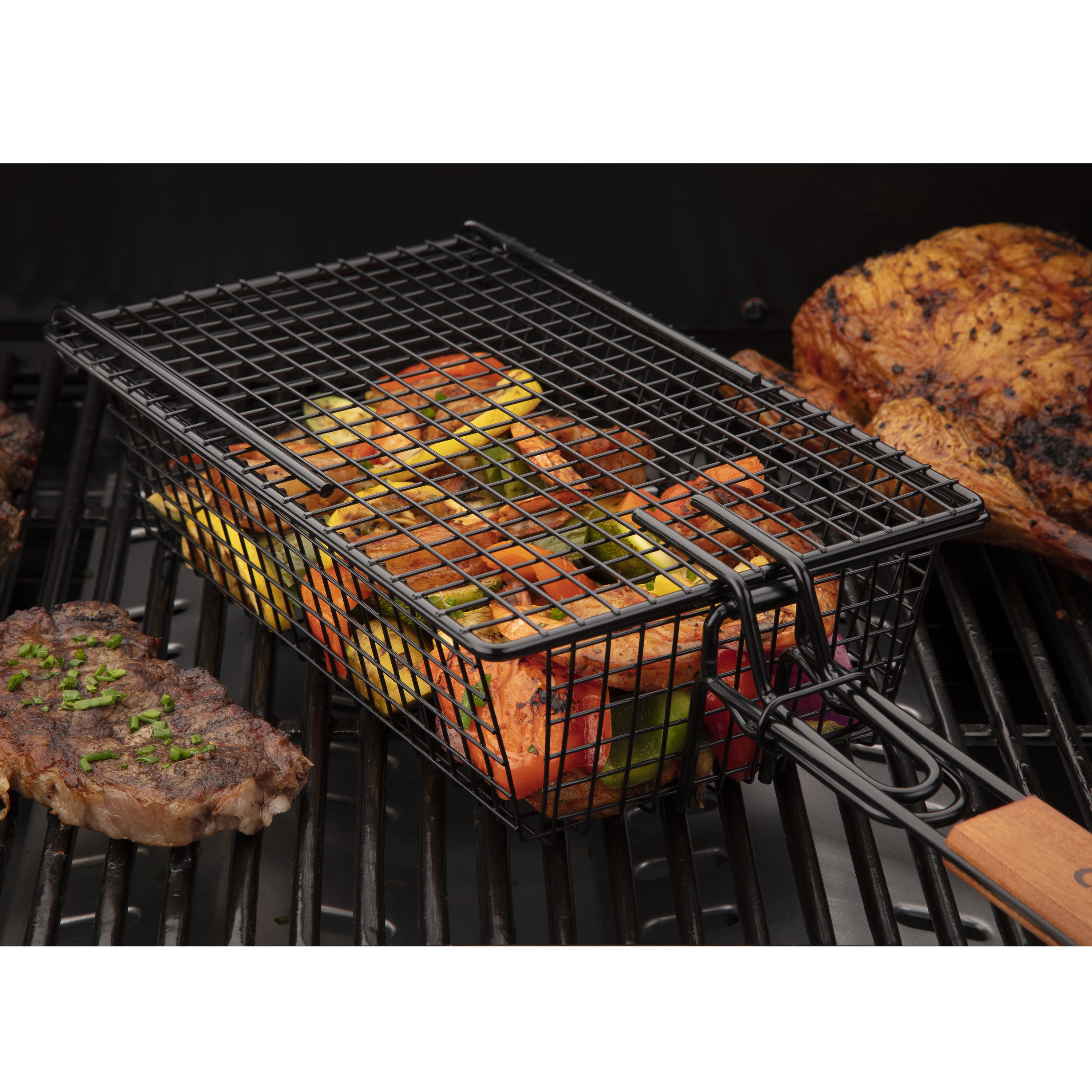 Non-Stick Grilling Basket With Folding Handle