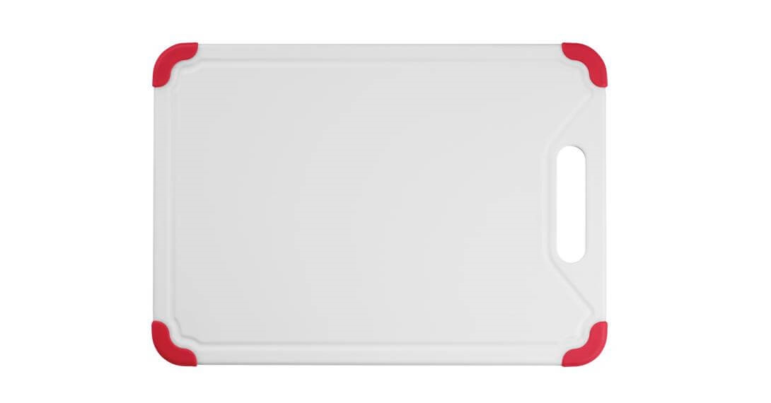 13” White Poly Cutting Board with Red