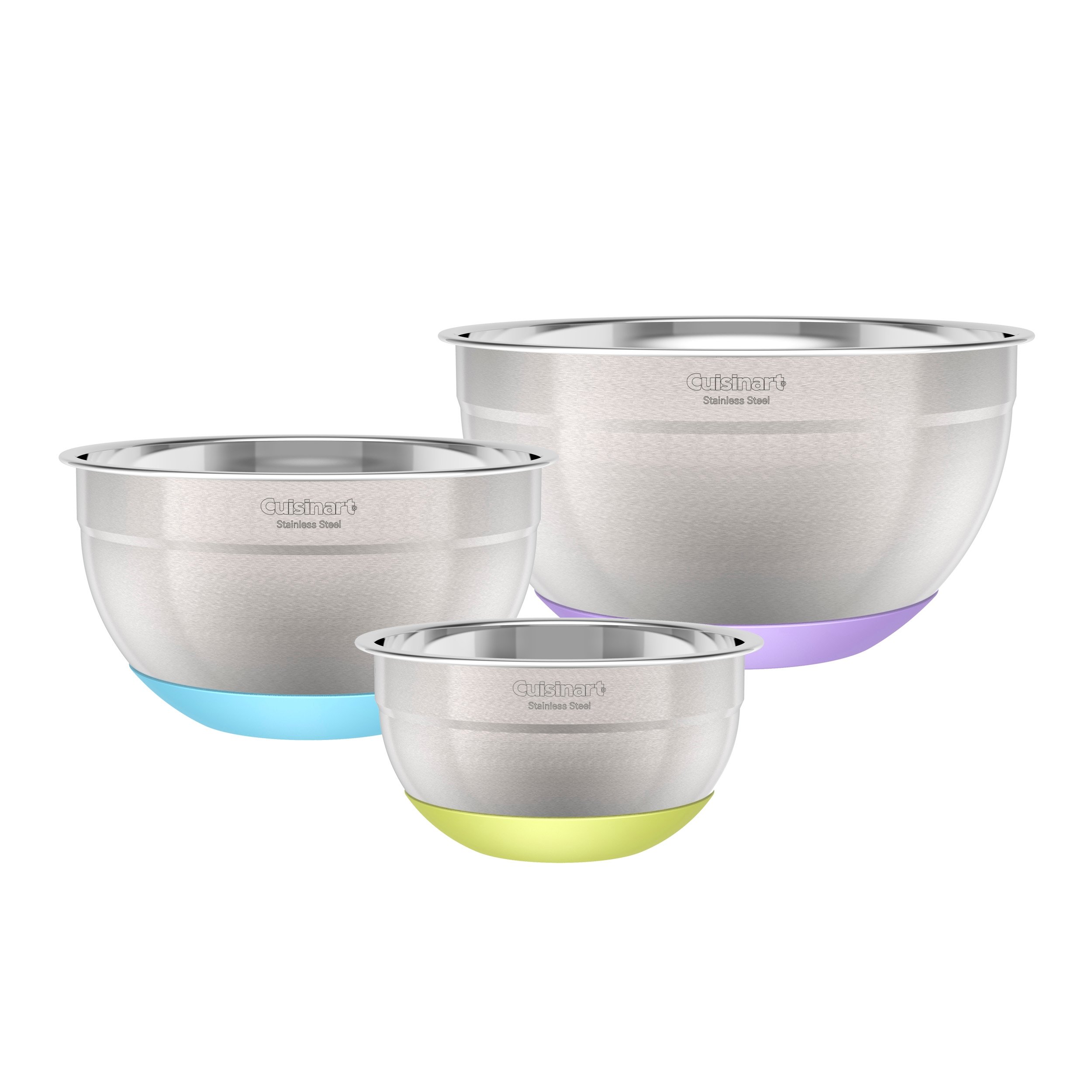 Set of 3 Stainless Steel Mixing Bowls with Non-slip Base