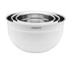 Discontinued Cuisinart Set of Three White Painted Mixing Bowls with Lids