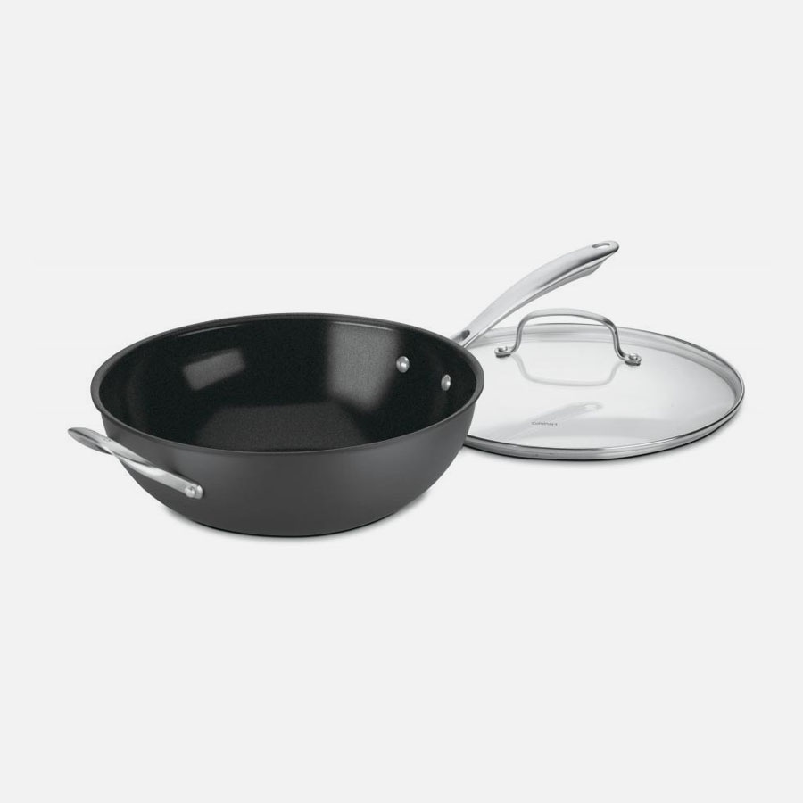 Classic Stainless Steel Wok with Glass Lid