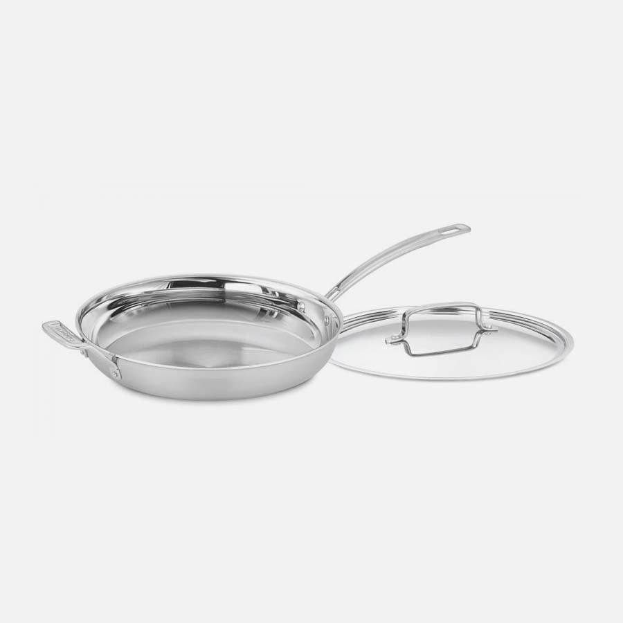 MultiClad Pro Triple Ply Stainless Cookware 12" Skillet with Helper Handle & Cover