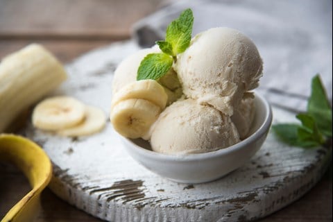 Banana-Chip “Ice Cream” with Peanut Butter Swirl