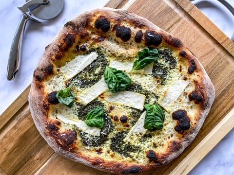 Pizza with Ricotta and Pesto