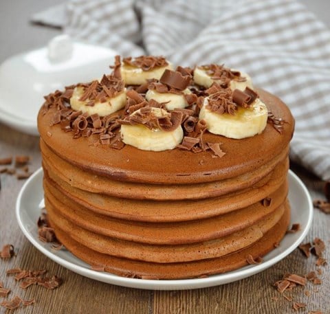 Chocolate Griddle Cakes with Bananas