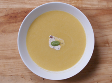 Butternut Squash Bisque with Bacon Sage Butter 