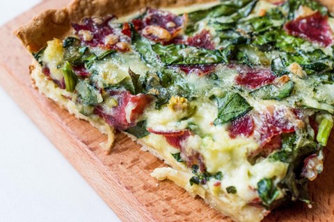 Spinach and Prosciutto Tart with Pecan Crust