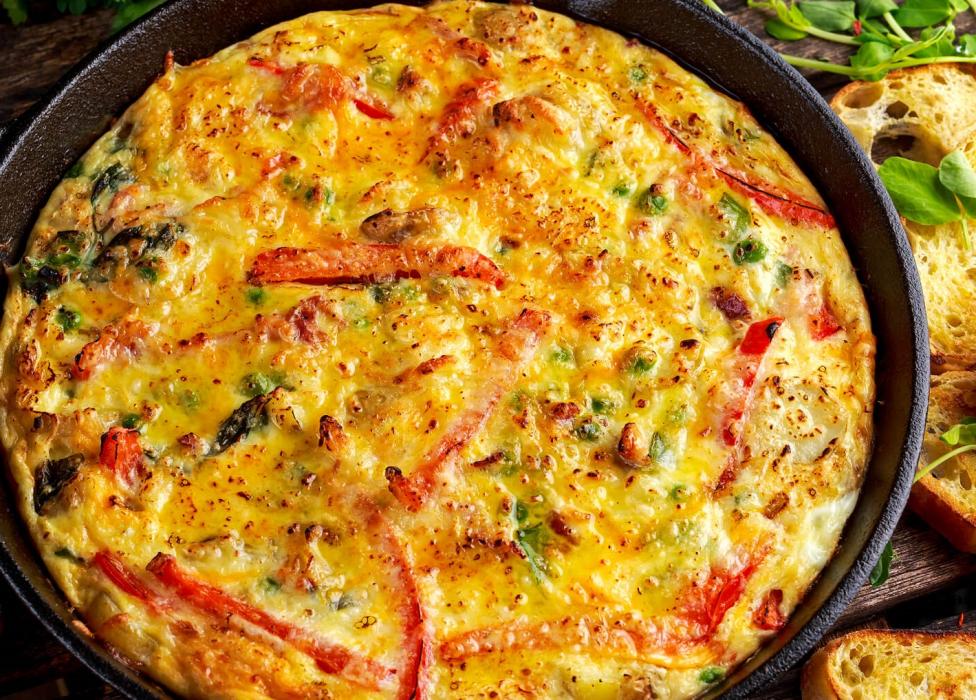 Electric Skillet Vegetable and Goat Cheese Frittata - In the Kitch