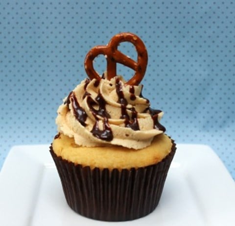 Peanut Butter Cupcakes with PB Caramel Frosting