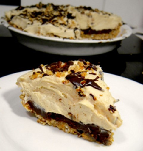 Triple Layer Peanut Butter Pie with Pretzel Crust