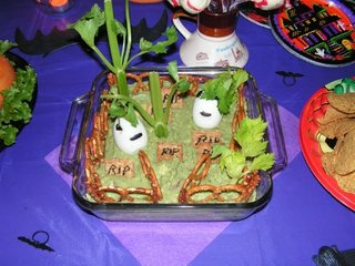 Simple, fresh ingredients makes this Guacamole a classic. My kids love this recipe, so for their Halloween party, I made an extra large portion and layered it into a small square glass dish and made an eye-catching "Graveyard" scene. The Guacamole depicts Submitted by Rhonda Braun, Texas Mom of 2