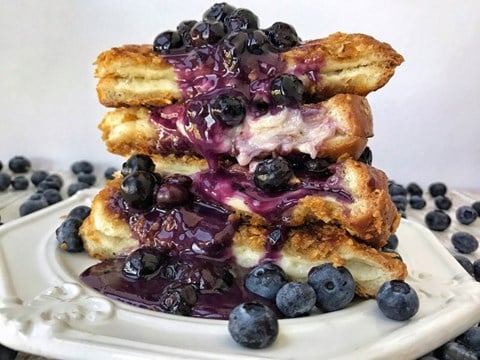 CRUNCHY STUFFED FRENCH TOAST WITH BLUEBERRY COMPOTE